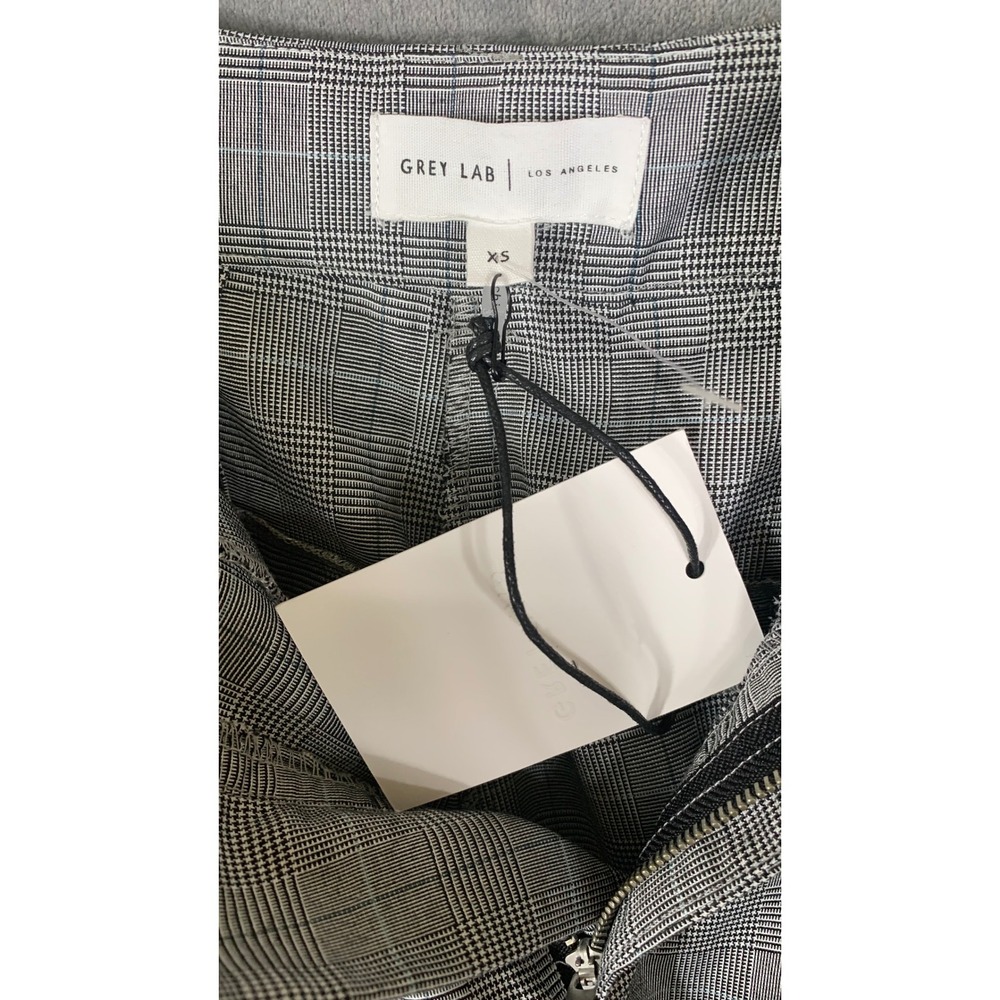 Grey Lab Los Angeles Plaid High Waist Belted Trousers Grey XS NEW - Picture 6 of 7